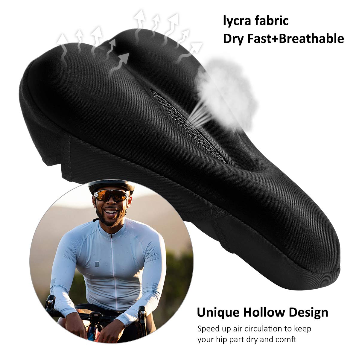 Comioke Gel Zadelhoes Voor Fiets – Waterdicht, Extra Dik Kussen, Ergonomisch, Met Reflectie, Past Op Mountainbike, Hometrainer En Meer