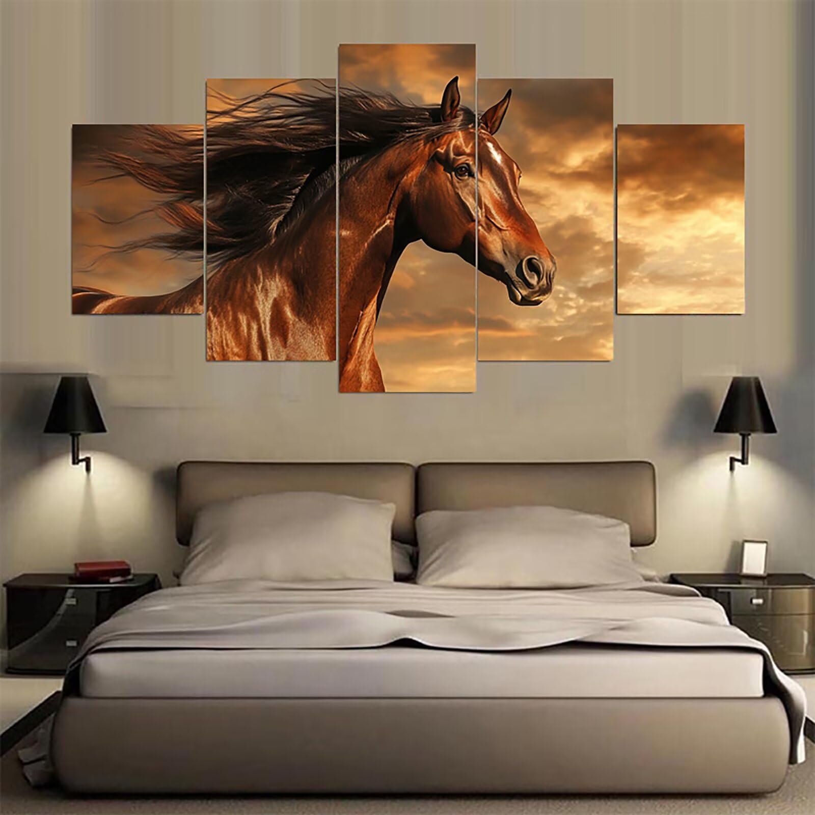 Diamentowy obraz dla dorosłych duży format 5 sztuk 88 x 175 cm chmura diamentowy obraz koń 5D diamentowe obrazy Embroidery kreatywne hobby pełny zestaw dla dorosłych do dekoracji sypialni 0m-946