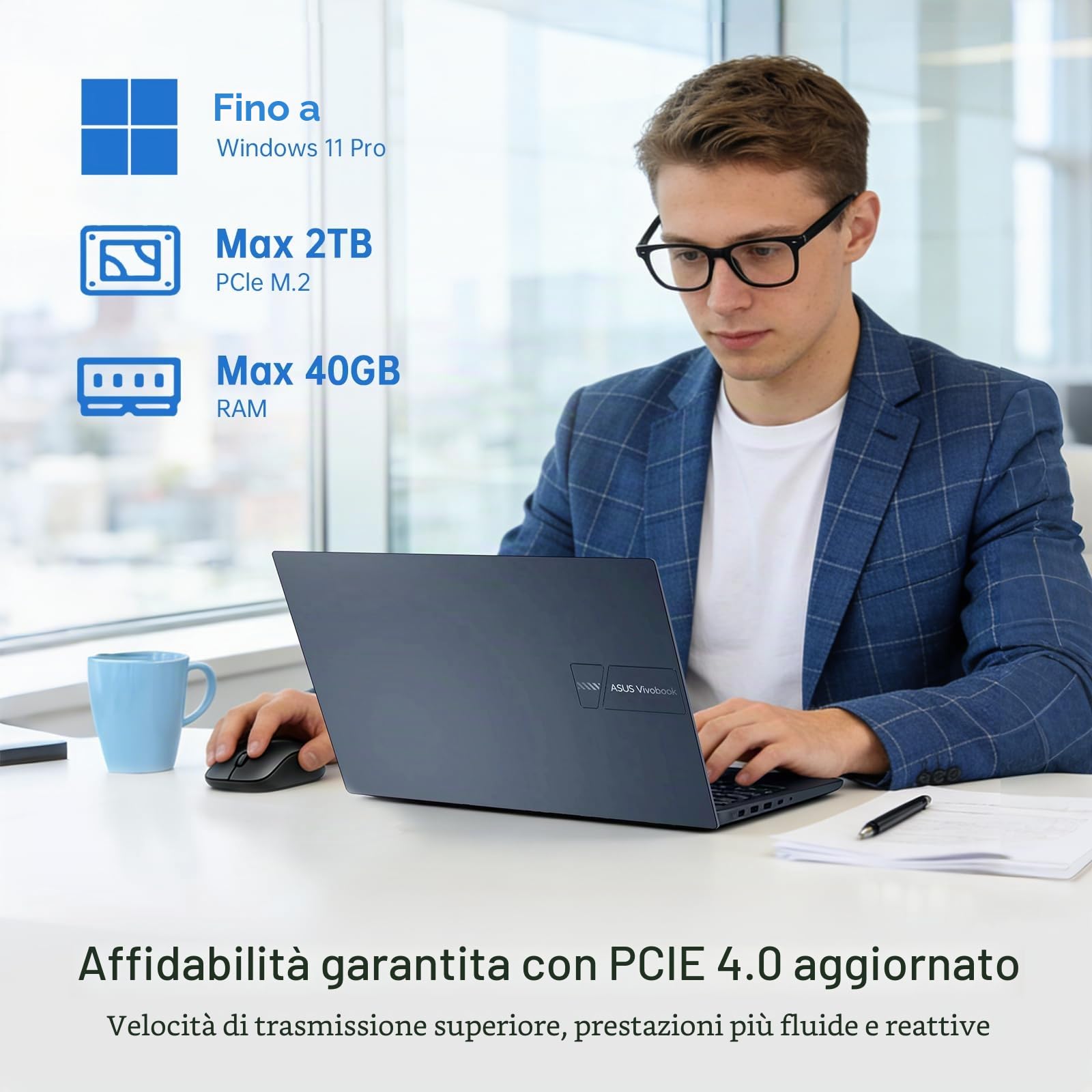 ASUS VIVOBOOK 16 F1605VAPBF SILVER 16" 1920X1200, INTEL CORE ULTRA 9 270H, 16 GB DDR5, SSD 1 TB NVME, WINDOWS 11, WIFI 6, WEBCAM FHD IR, HDMI 1.9 KG, GARANZIA TRE ANNI, NESSUN ALIMENTATORE