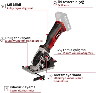 Einhell Akülü Mini Daire Testere TE-CS 18/89 Li-Solo 4331100