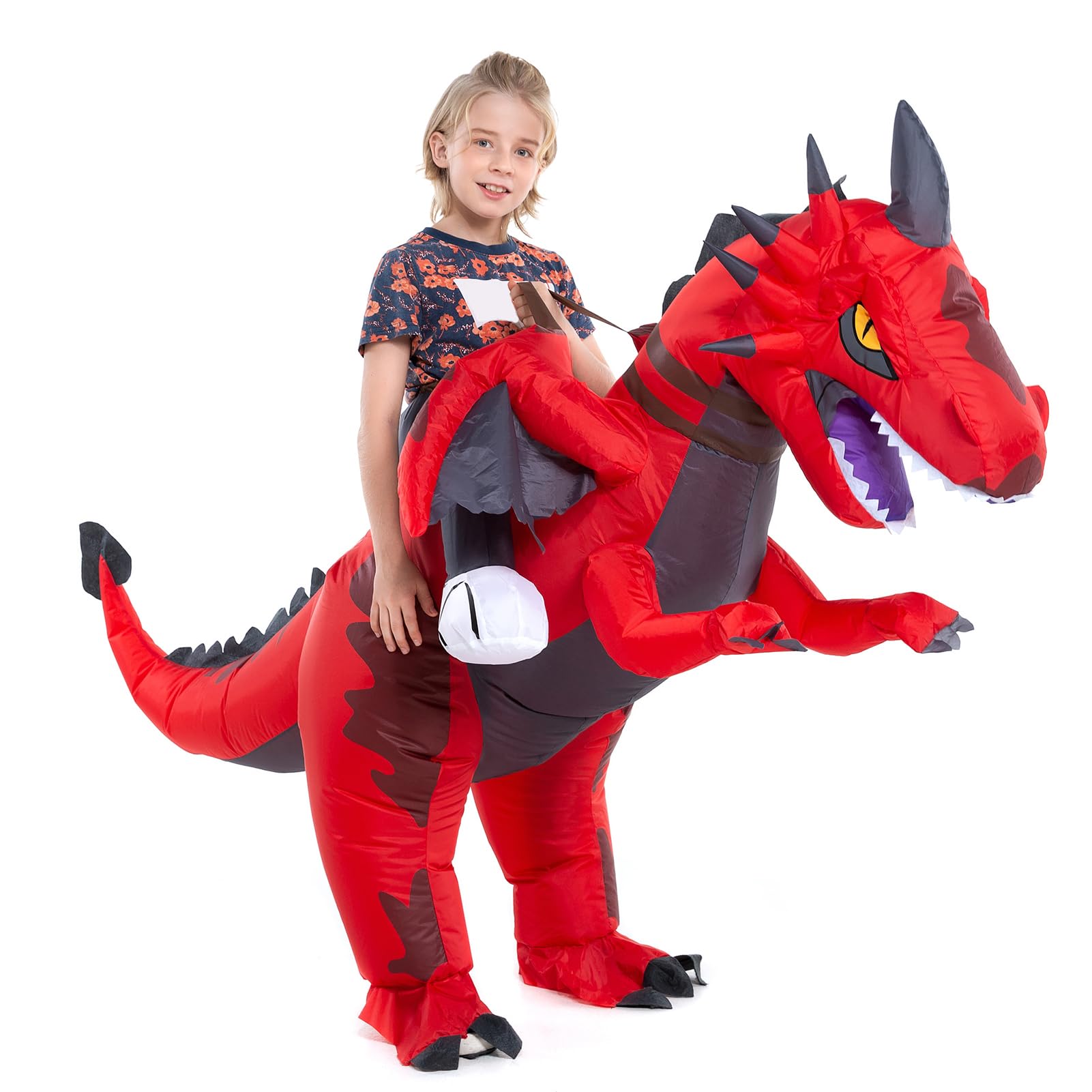 HSCTEK Inflatable Ride on Kids Dragon Costume Boys Girls