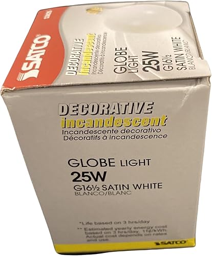 Miniatura 4 de Satco S3285 25W G16 12 2RD CAND WHT 25 vatios G16 12 incandescente blanco satinado 1500 horas nominales promedio 202 lúmenes base de candelabro 120