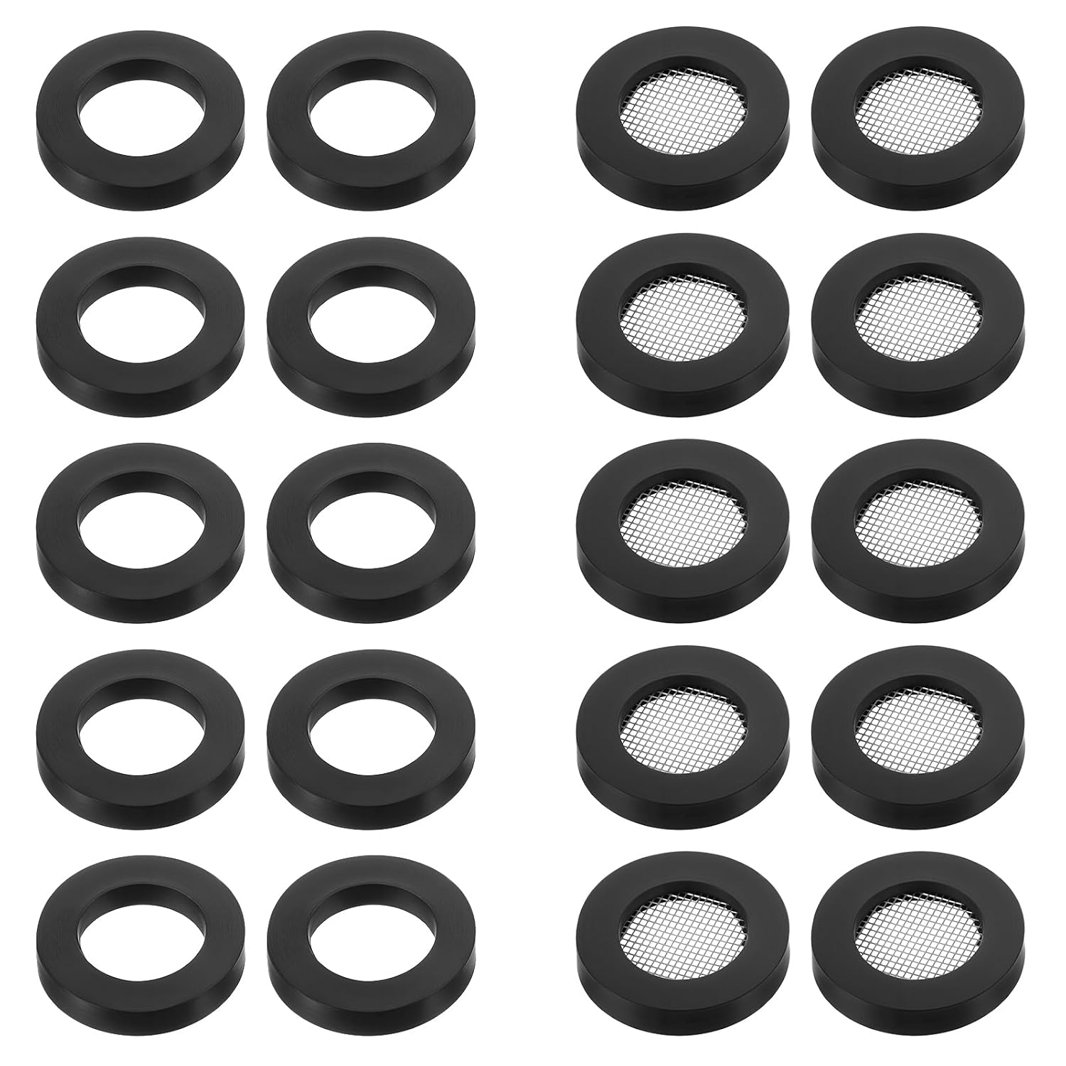 Mabor 20Pcs Shower Head Filter Gasket, 10 Rubber Washers Plumbing & 10 O-Ring Stainless Steel Water Hose Gasket for Water Faucet Shower Head Garden Hose Screen Filter Connector