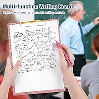 Vista 5 de Piasoenc Portapapeles de Acrílico, Tablero con Clip de Purpurina Elegante con Clip Dorado de Perfil Bajo, Diseñado para Uso en Aula, Escuela y Rosa