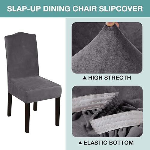 Miniatura 2 de Turquoize Fundas elásticas para sillas de comedor, fundas protectoras de terciopelo para sillas de comedor, fundas protectoras para sillas Parson,
