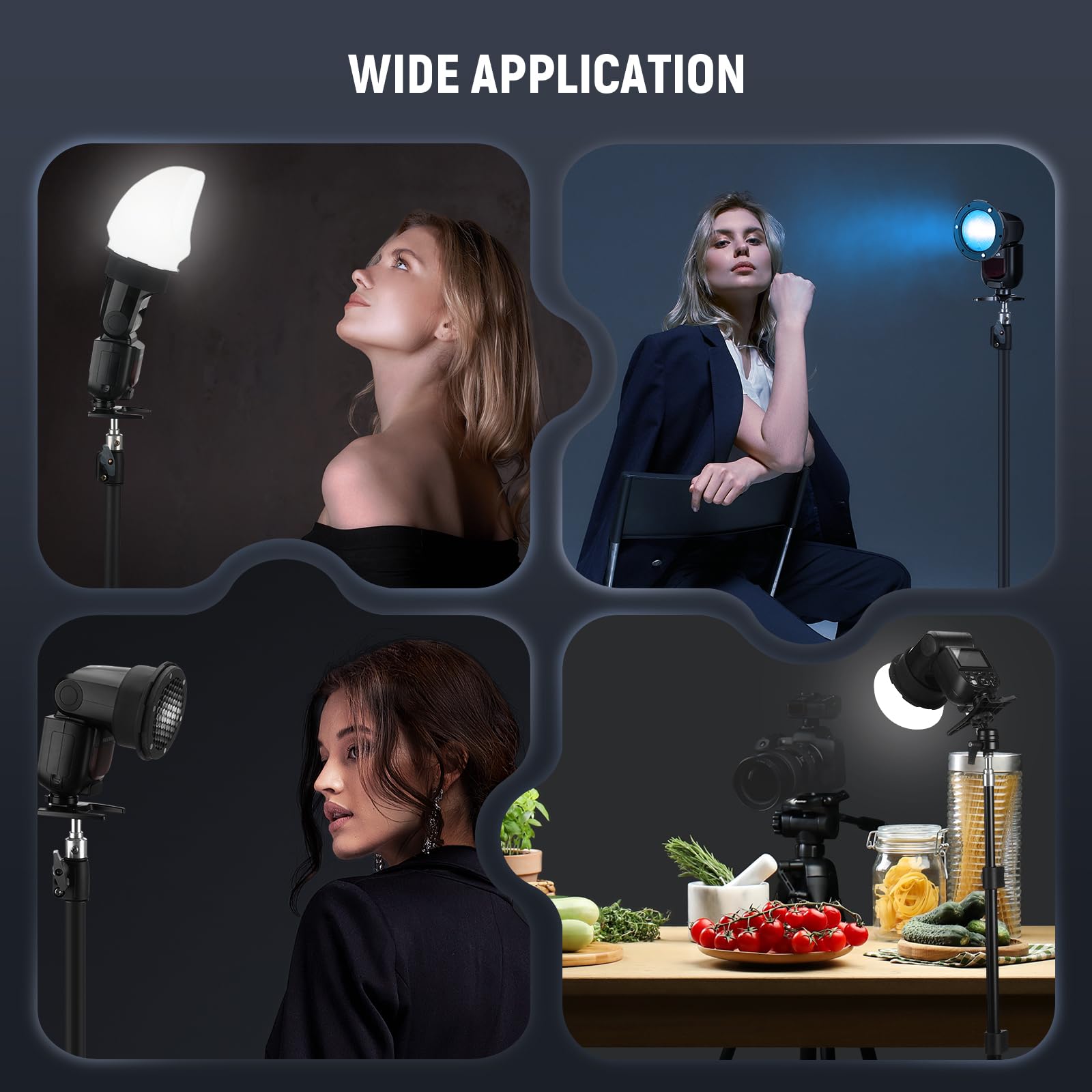 NEEWER Flash Zubehör Set mit Silikon Diffusor, Gitter, Reflektor, 6X Farbgel und 1x magnetischem Adapterring, kompatibel mit Godox V1/V1 PRO NEEWER Z1 Z2 Round Head Kamera Blitz Flashlight, CRS5