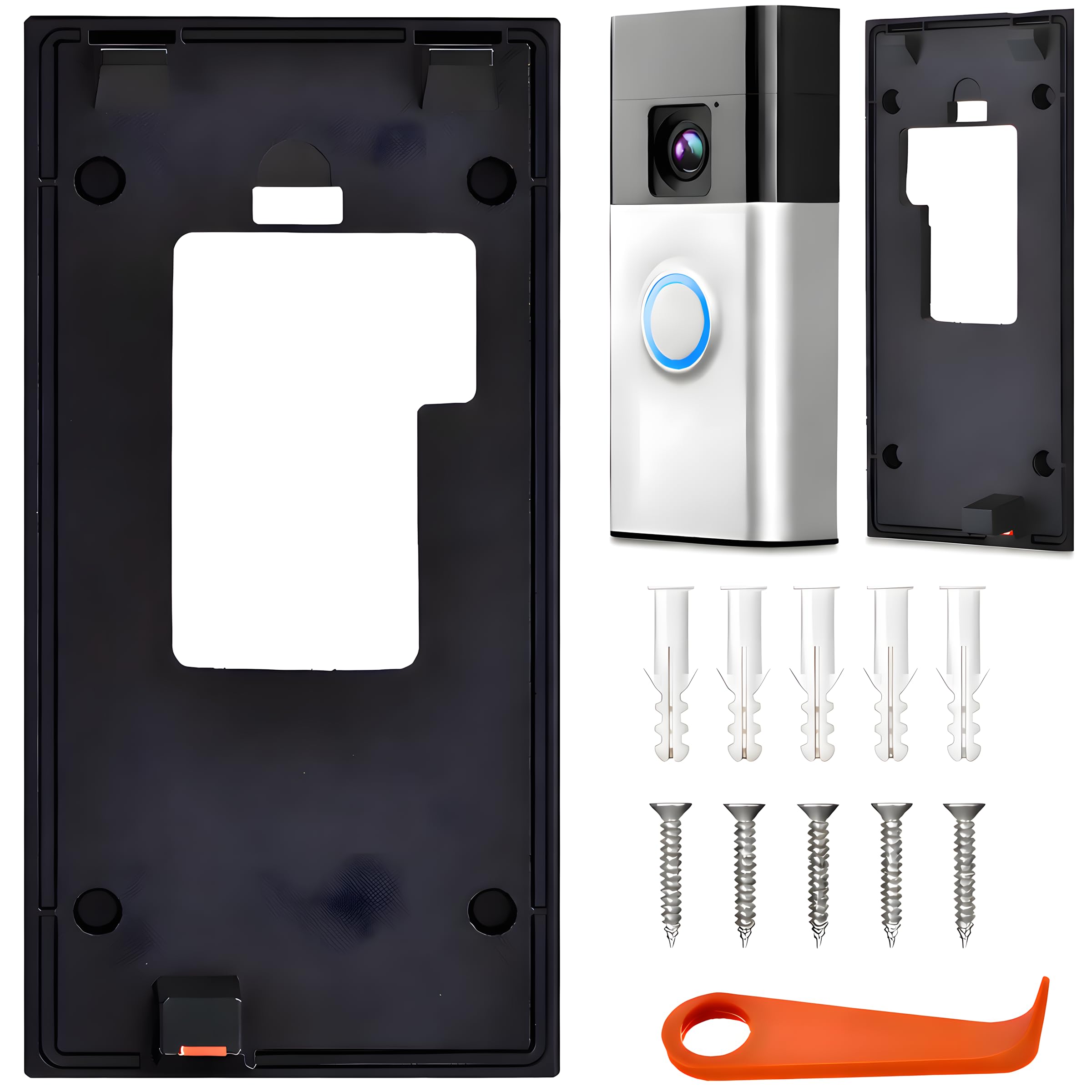No-Drill Doorbell Mount,Doorbell Bracket Backplate Kit,Ring Doorbell Adhesive Mount for New Battery Video Doorbell 2024 Release Only,Door Mount,Ring Doorbell Mount for Houses Apartments Office