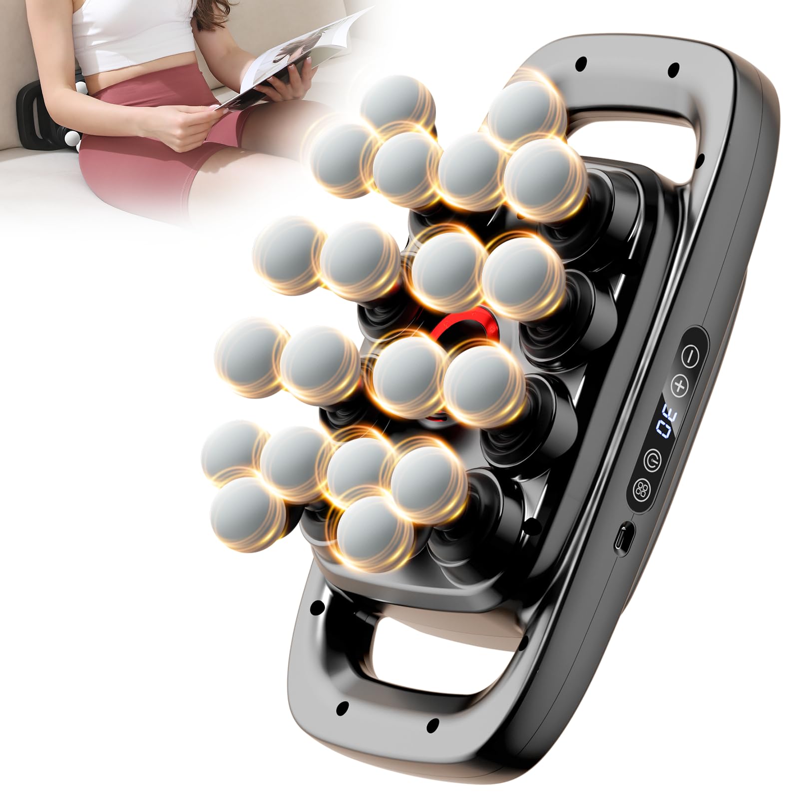 Upgraded 20-Head Massage Gun Set, Multi Head Massage Gun with 3 Modes & 30 Levels Intensities, Deep Tissue Massager Muscle Massage Guns for Body Muscle Pain Relief