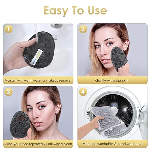 Miniatura 10 de SINLAND Almohadillas desmaquillantes reutilizables para cara, ojos, labios, microfibra suave para todo tipo de piel, amigables con removedor de