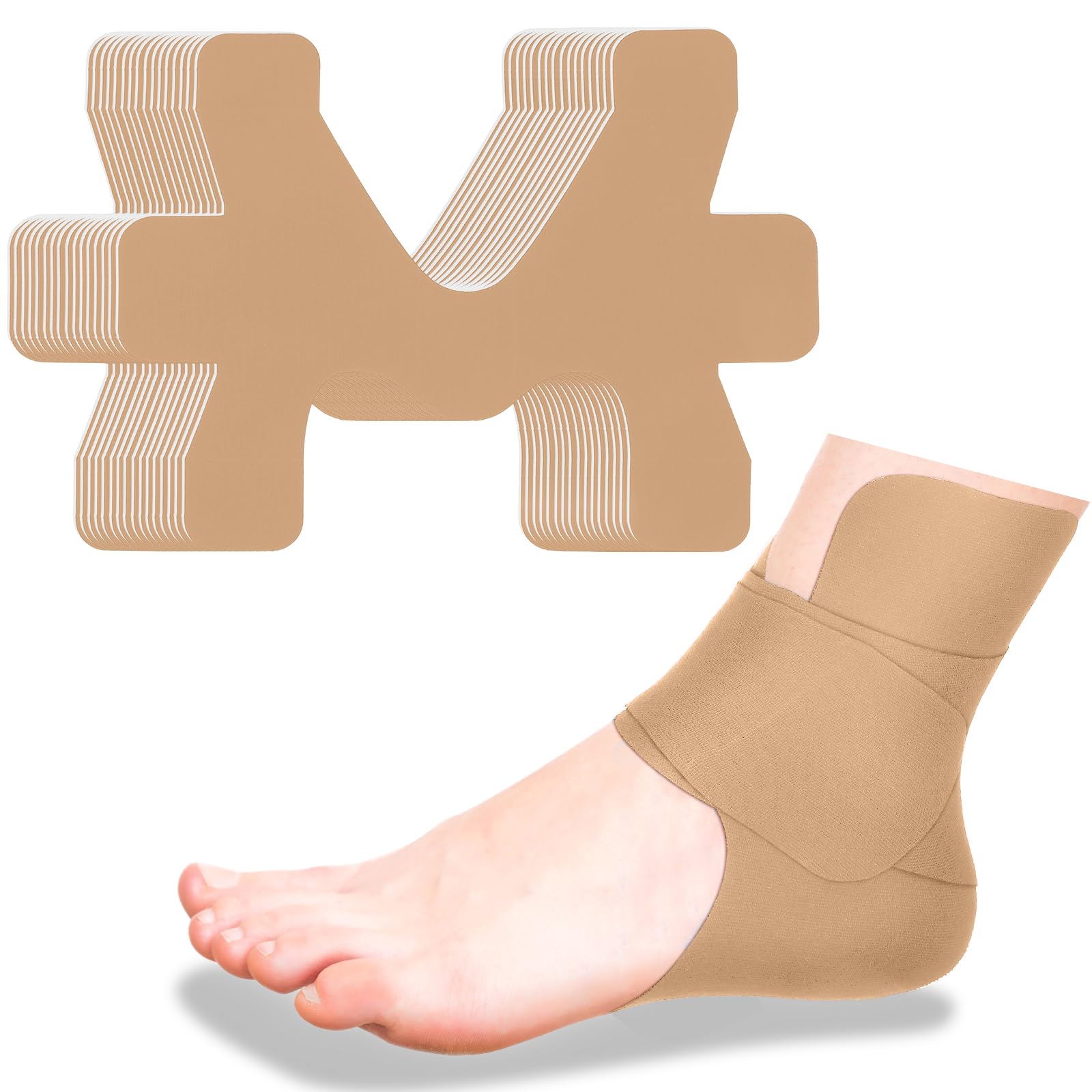 16 Pcs Precut Kinesiology Ankle Tape, Athletic Tape,Beige