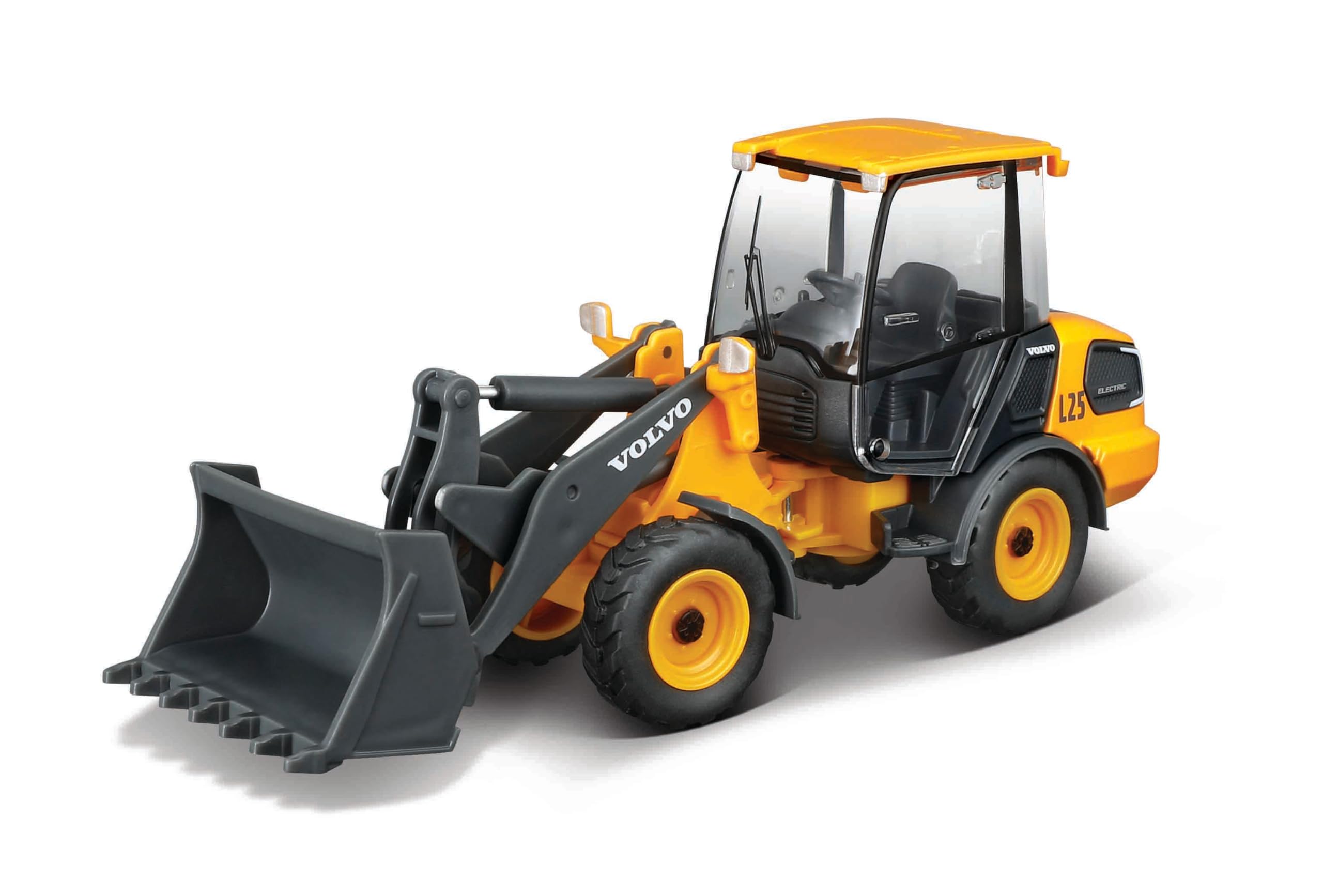 Bburago Volvo L25 Wheel Loader Bulldozer, Approx. 16 cm - Faithful Construction Vehicle Scale 1:50 Shovel Loader Digger Bulldozer Front Loader Toy for Children from 3+ (18-32091)