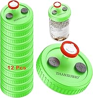 Vista 1 de Tarro de hongos, tapa de cultivo líquido, boca ancha, boca rejuvenecida, plástico de grado alimenticio, con membrana de PTFE y puertos de inyección