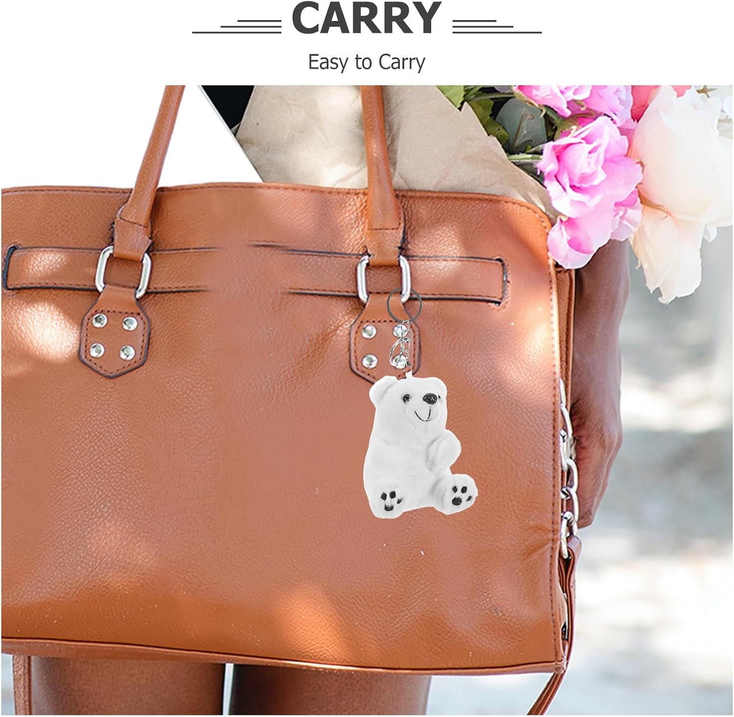 LOGOFUN 6pcs Lovely Polar Bear Keychain Cute Amimal Backpack Pendant for Girls Bag Decorations