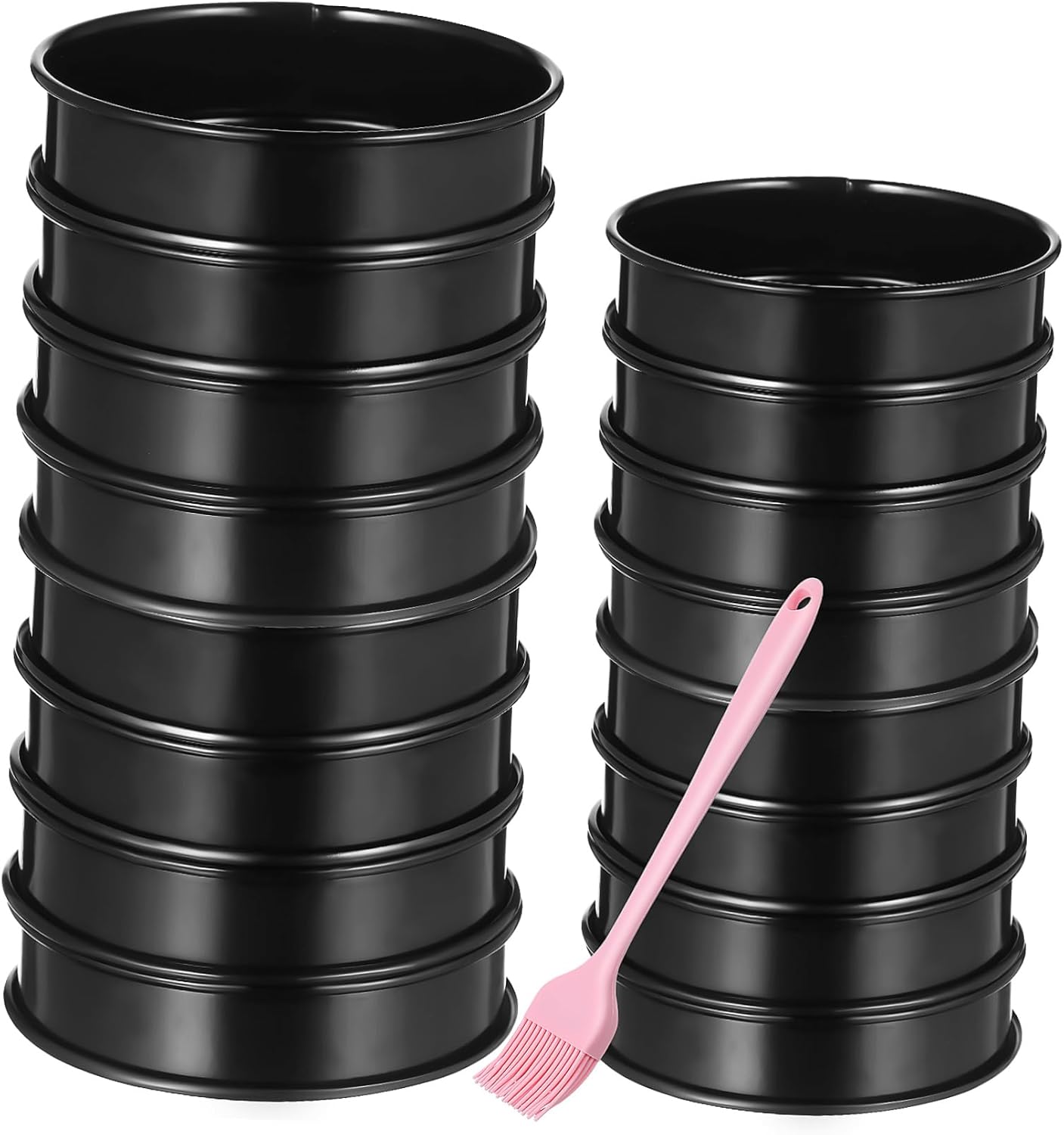 ABOOFAN 1 Set Double Rolled Stainless Steel Baking Molds for Cookies Tarts and Muffins Rings with Brush Pastry and Mousse Cake Tools for Consistent Results