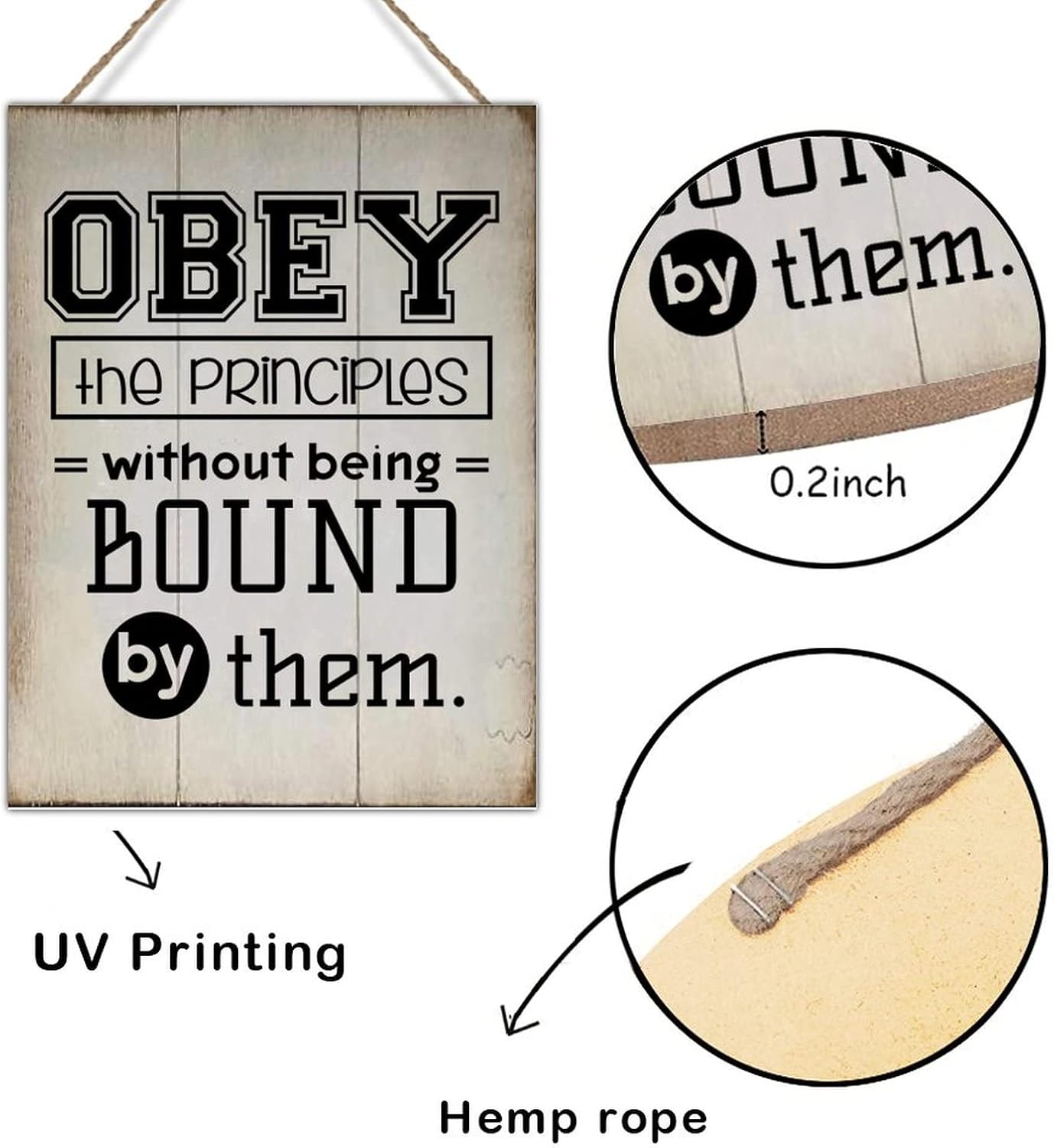 Wood Sign with Quotes Obey The Principles Without Being Bound by Them. Wood Decorations Signs Religious Christian Gift Scripture Wood Wall Art Plaque Vintage Wall Decor Sign 18x24in