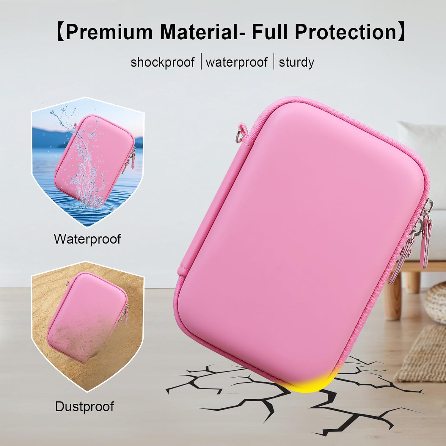 Elonbo Carrying Case for Blinger Dazzling Starter Kit, Blinger Kids Glam Collection Starter Kit Storage Bag, Kids Hair Styling Tool Travel Organizer Holder, Pocket fits Gems Rhinestones, Pink