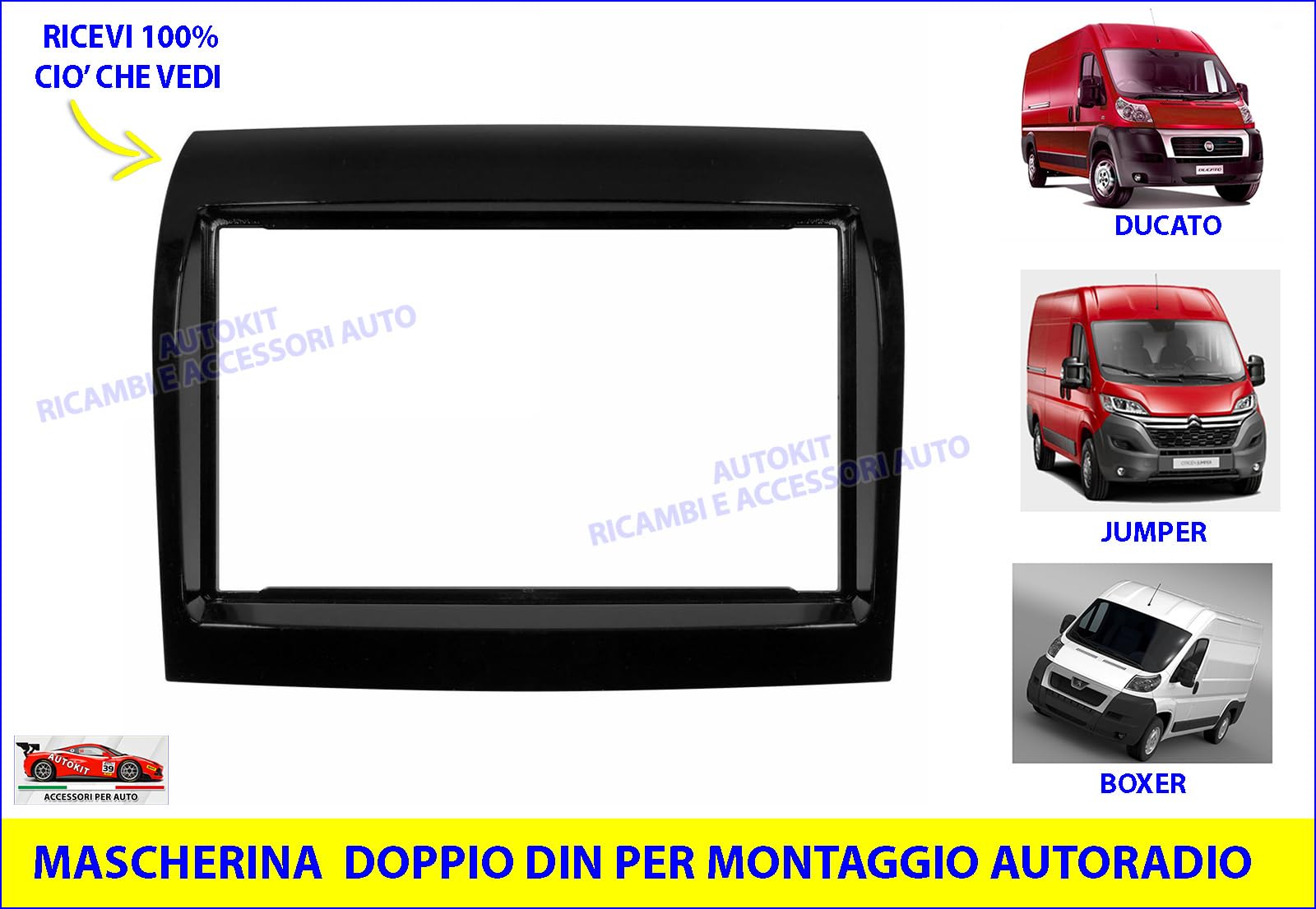 Kit Telaio Montaggio Mascherina Radio Doppio DIN Compatibile Con FIAT Ducato Kit Telaio Montaggio Mascherina Radio Doppio DIN Compatibile Con FIAT Ducato