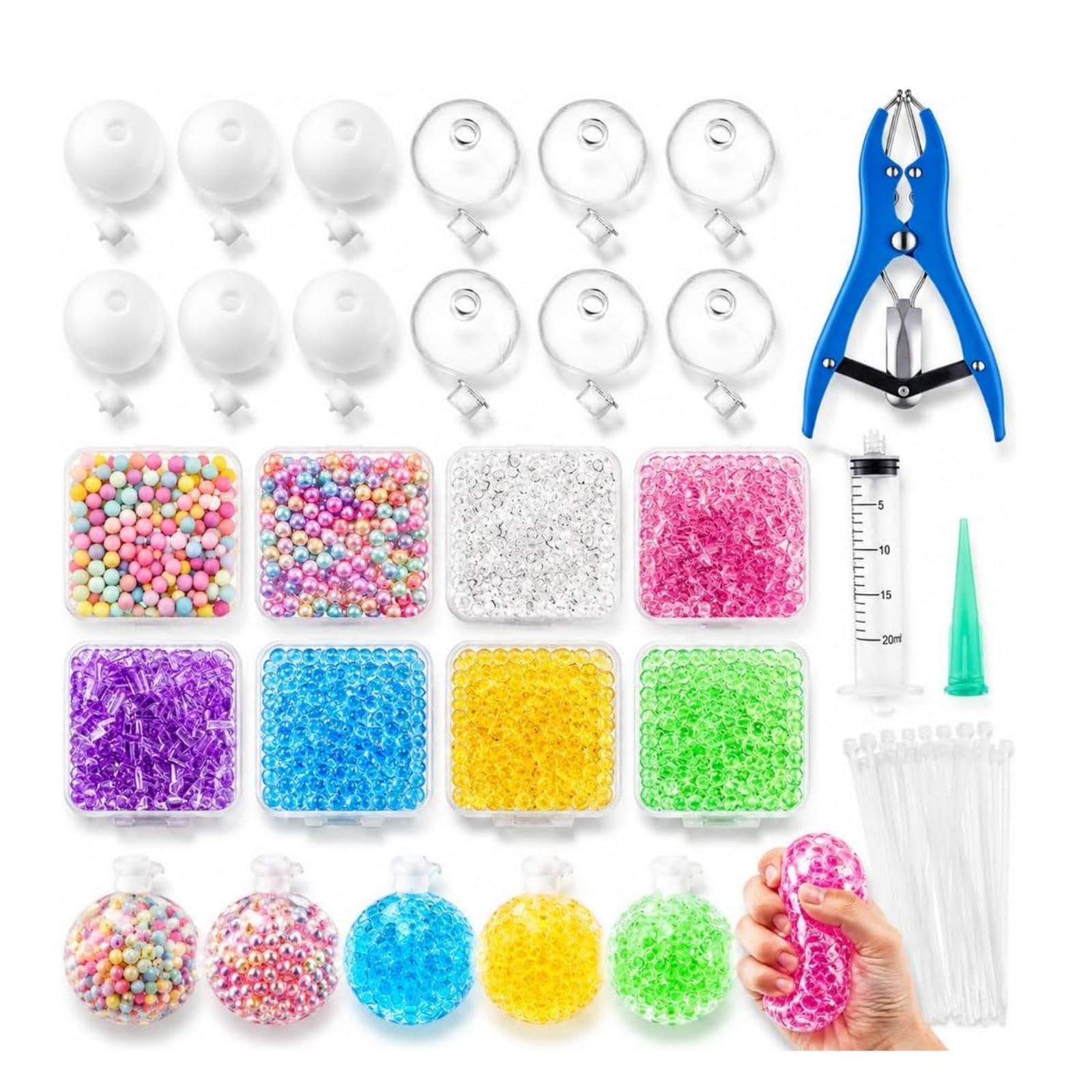 Diy Stress Ball Making Kit, Food-Grade Silicone Stress Relief Ball, Reusable Handmade Sensory Fidget Toy for Complete Squishy Maker Kit for Teens Adults, 12 soft TPR balls 6cm for Sensory Play
