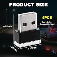Vista 2 de Ziciner 4 PCS Lámpara de Atmósfera Interior de Coche LED USB, Mini Luz Nocturna LED Portátil, Kit de Iluminación Ambiental de Maletero con Interfaz
