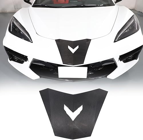 Cubierta para emblemas para capó delantero de automóvil, compatible con Chevrolet Corvette C8 2020-2023 100% fibra de carbono real, 1 pieza de