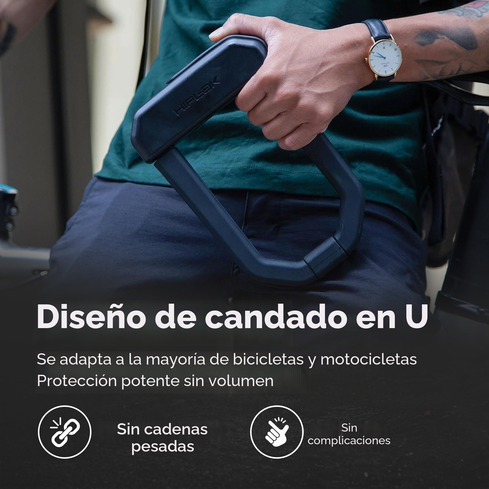 Hiplok D1000, Candado de horquilla, Unisex, ALL BLACK, Área de cierre: 15,5 cm x 9,2 cm