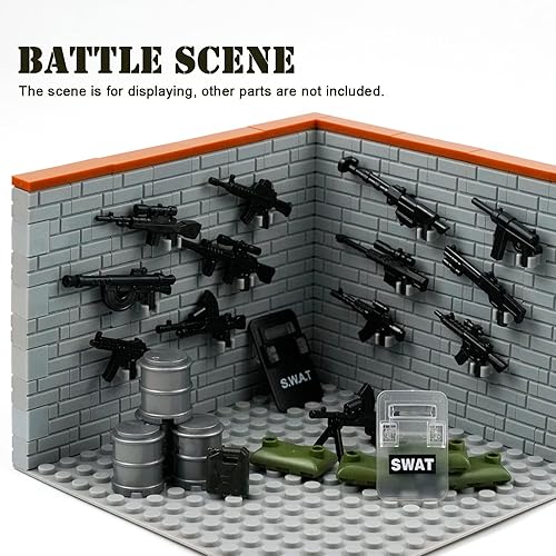 Vista 20 de Paquete de armas militares, kit de engranajes del ejército de la Segunda Guerra Mundial, juego de accesorios de ladrillos, piezas de bloques