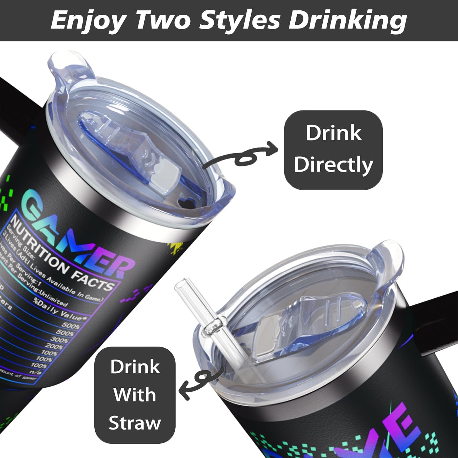 Gaming Gamer Gifts for Men Women,40 oz Tumbler With Handle Lid and Straw,Birthday/Christmas Gifts For Kids/Teen/Game Boys/Son/Adults,Game Lover Travel Mug Coffee Cup - Image 6