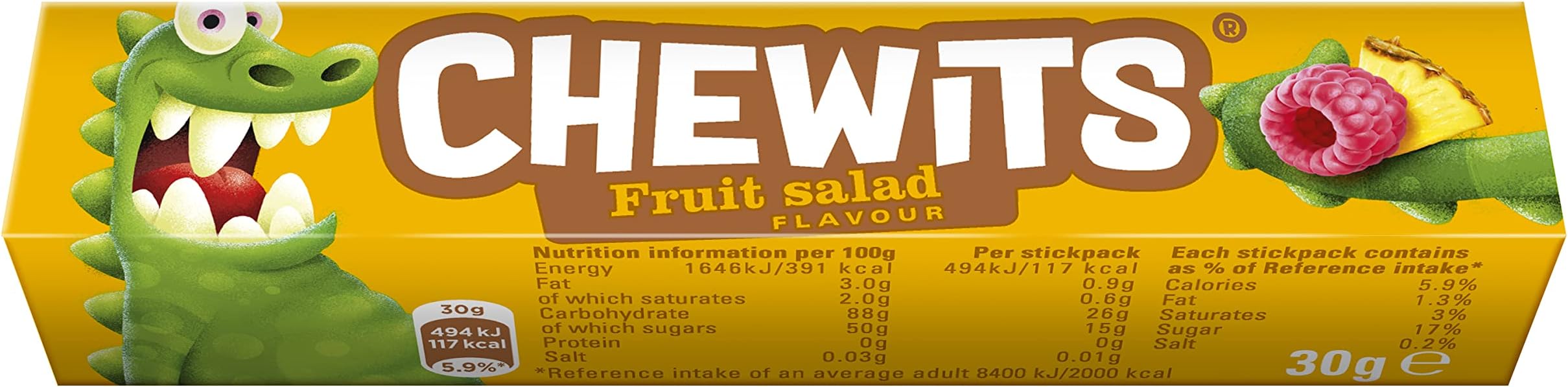 Sweets - Fruit Salad Sweets, Chewy & Fruity - Bulk Box x40 Sticks - Made with Real Fruit Juice - Vegetarian, No Artificial Colours - Nostalgic Classic British Sweet Treat for Sharing & Gifting