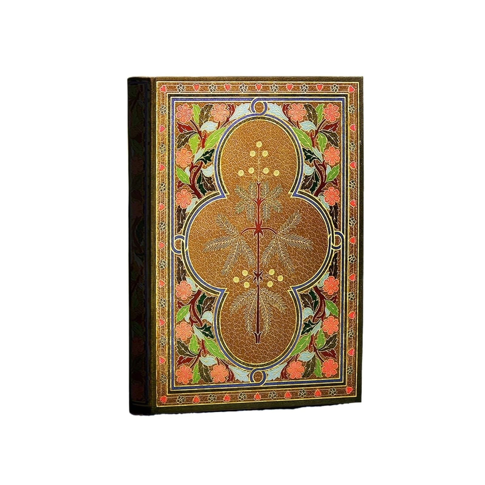 Diario floral vintage de tapa dura con lámina dorada y marcapáginas, páginas de mariposas a color. para Mujeres y Hombres(Brown)