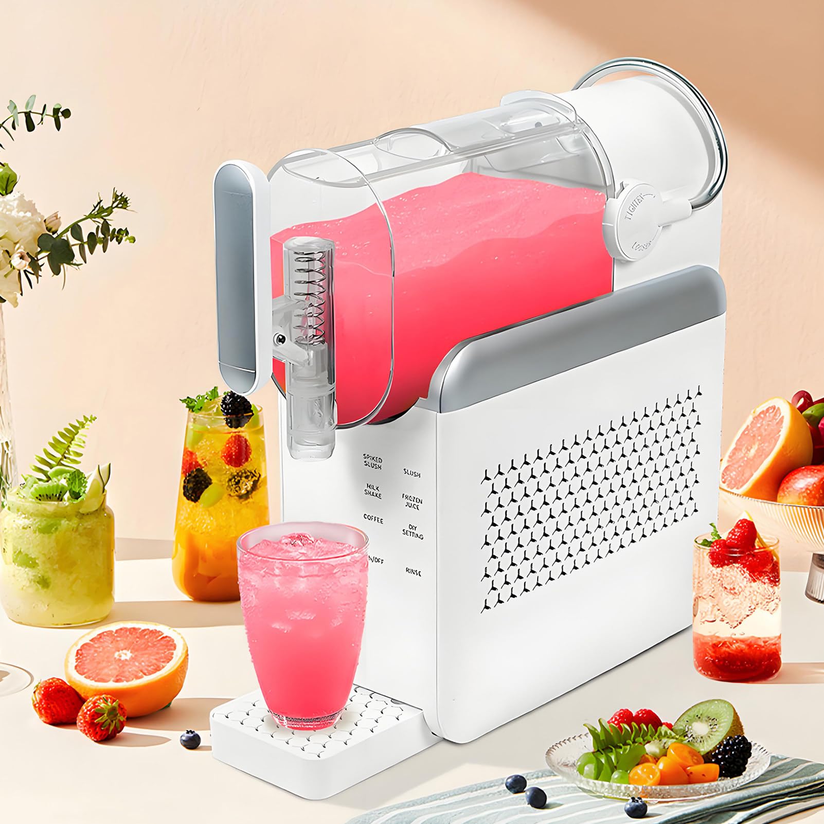 EpyGnom Slushie Machine for Home No Ice Needed, 2L Capacity Fro-zen Drink Maker & Slushy Machine with 6 Presets and LED Display, for Frappes, Smoothies, Slush, Cocktails, Milkshakes White