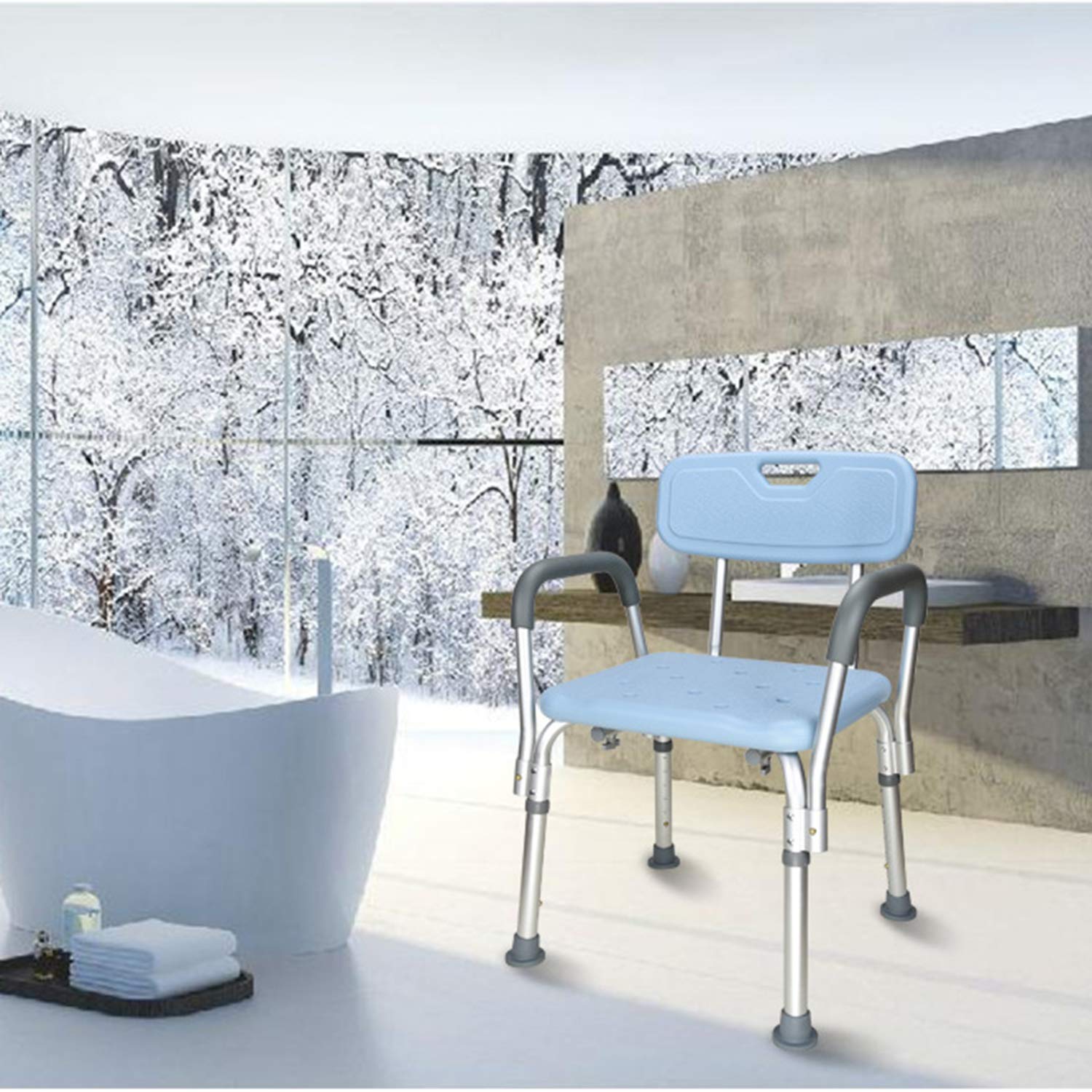 Silla De Baño, Taburete Antideslizante para Ducha Infantil, Asiento De Seguridad De Maternidad para Baño para Ancianos, Altura Regulable Blue