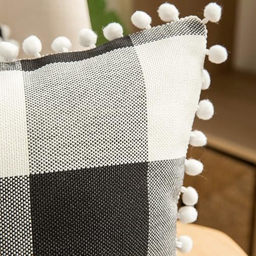 Miniatura 2 de MIULEE Juego de 2 fundas de almohada con diseño retro, estilo búfalo, con pompones, decorativos, para el sillón