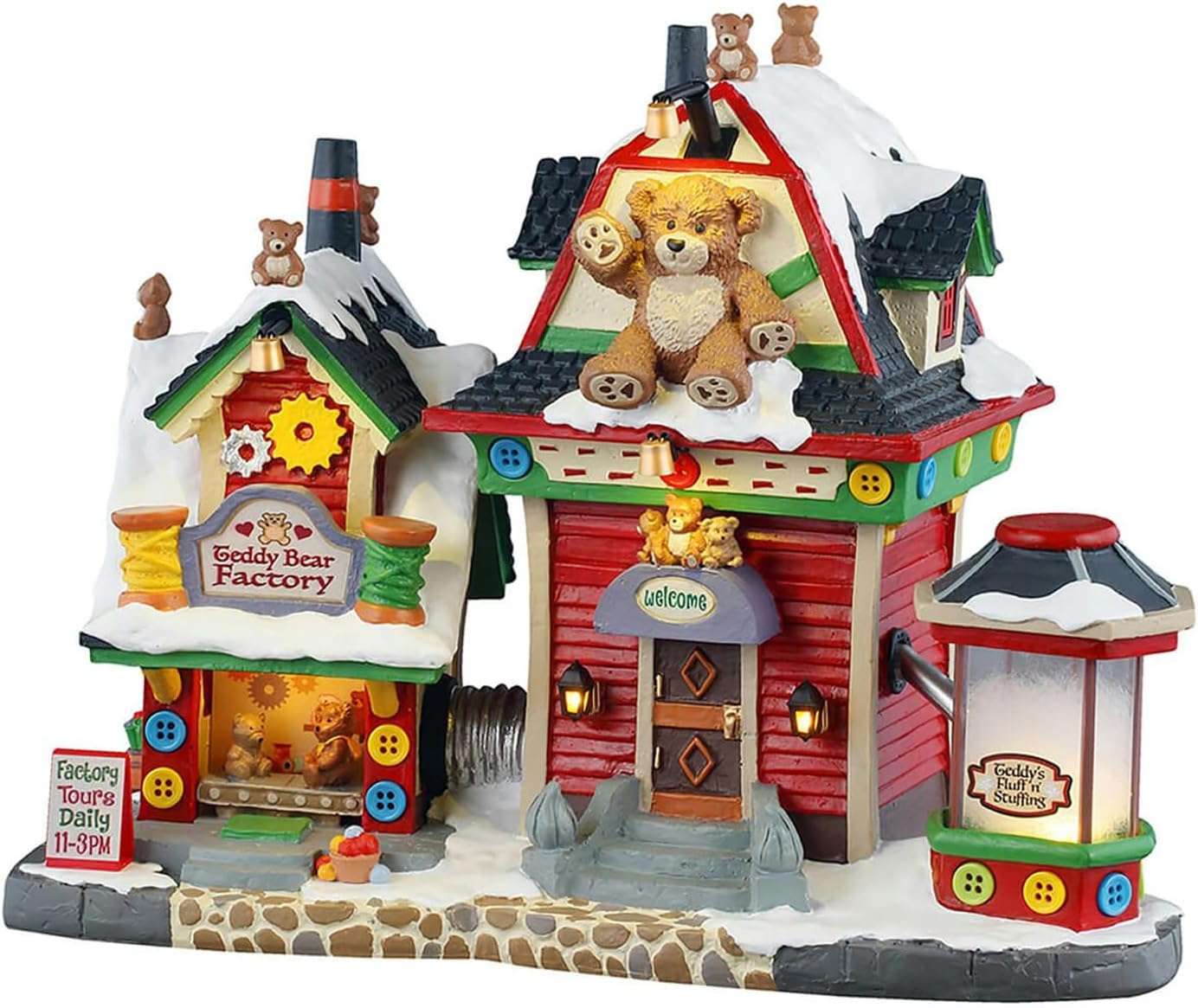 Lemax Teddy Bear Factory, with 4.5V 100Ma Adaptor, Lighted Buildings, #55312