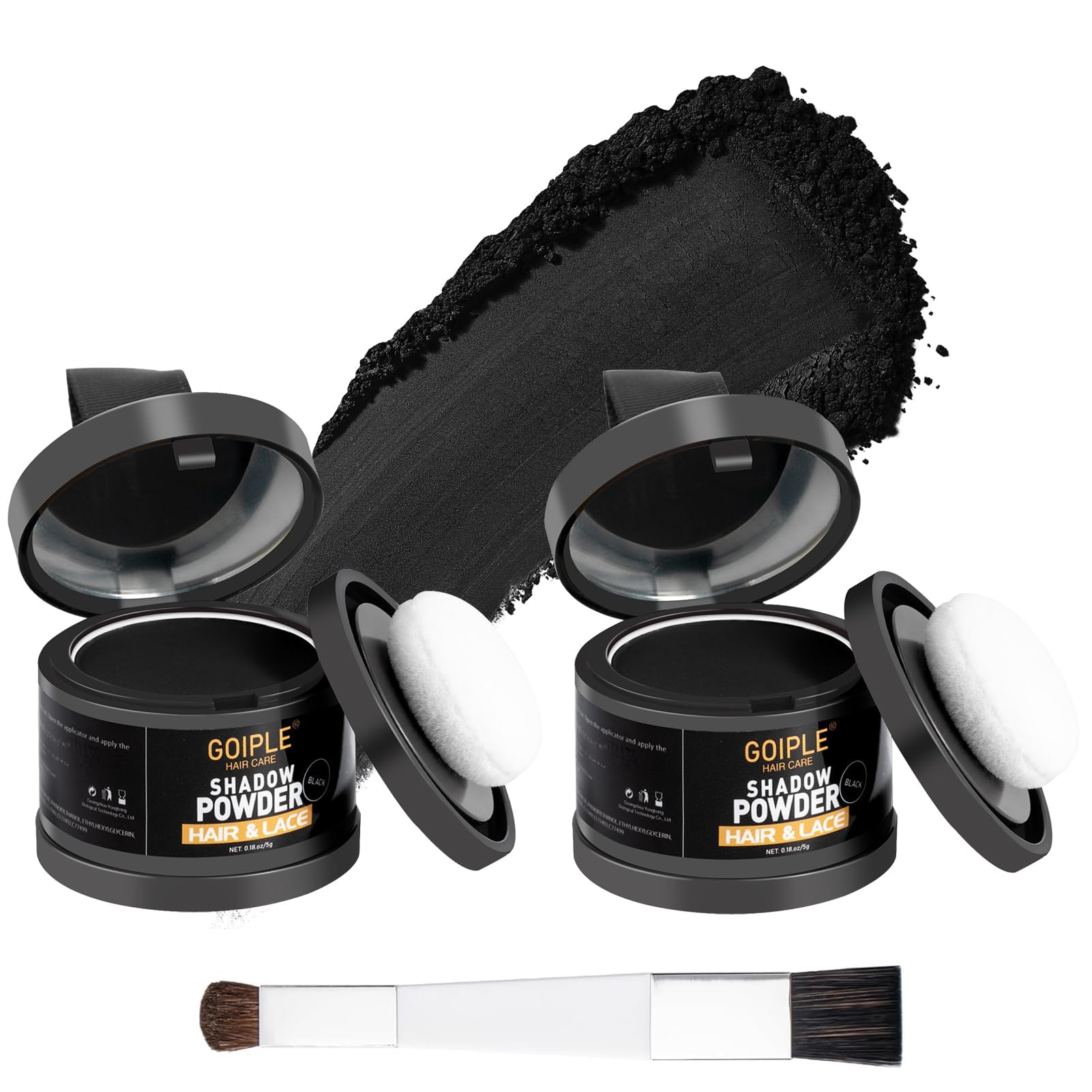 Root Cover Up Powder Hairline Powder for Women Root Touch Up Hair Color for Bald Spots, Eyebrows, Beard Line, Hair Fibers for Thinning Hair Shadow Cover Up 2 Pack (Black)