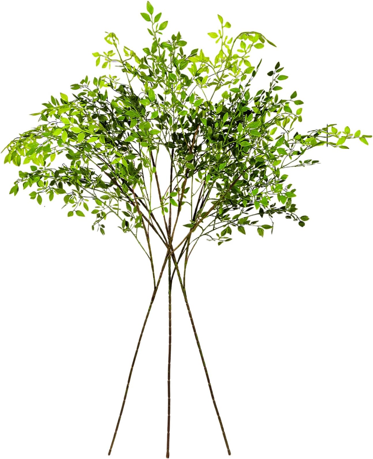 CEWOR Artificial Branches Artificial Plants 3PCS 43.3 Inch Green Nandina Artificial Plants for Wedding Shop Garden Office Home Décor Greenery Stems for Vase