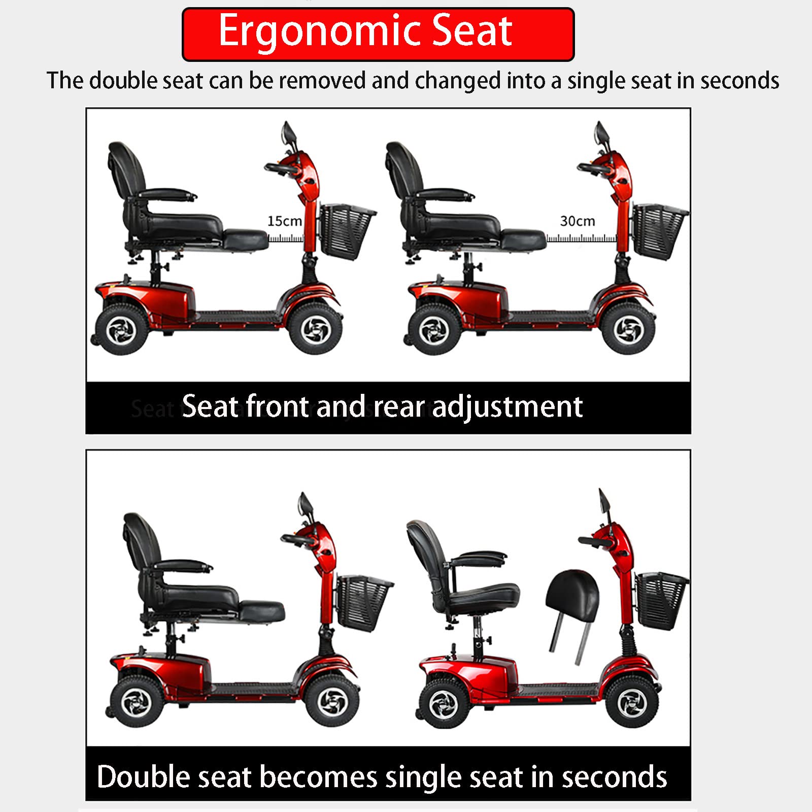 Scooters de movilidad plegables ligeros, scooters de movilidad para adultos, sillas de ruedas eléctricas, motorizadas para s, 4 ruedas, plegables, compactas, transportables, con cargador de batería