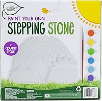 Vista 123 de Creative Roots Tortuga, Erizo y Sol de Mosaico - Pack de 3 Piedras de Paso de Cerámica de 7 Pulgadas & 6 Pinturas Vibrantes, Piedras de Paso DIY