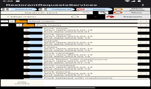 App Restaurant Requests Services - Android – vue 2