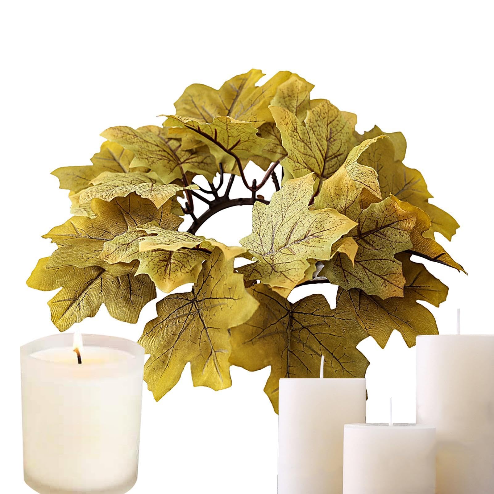 Couronne De Bougies D'Automne En Soie Et PP - Décor De Table Thanksgiving, Diamètre 25 Cm
