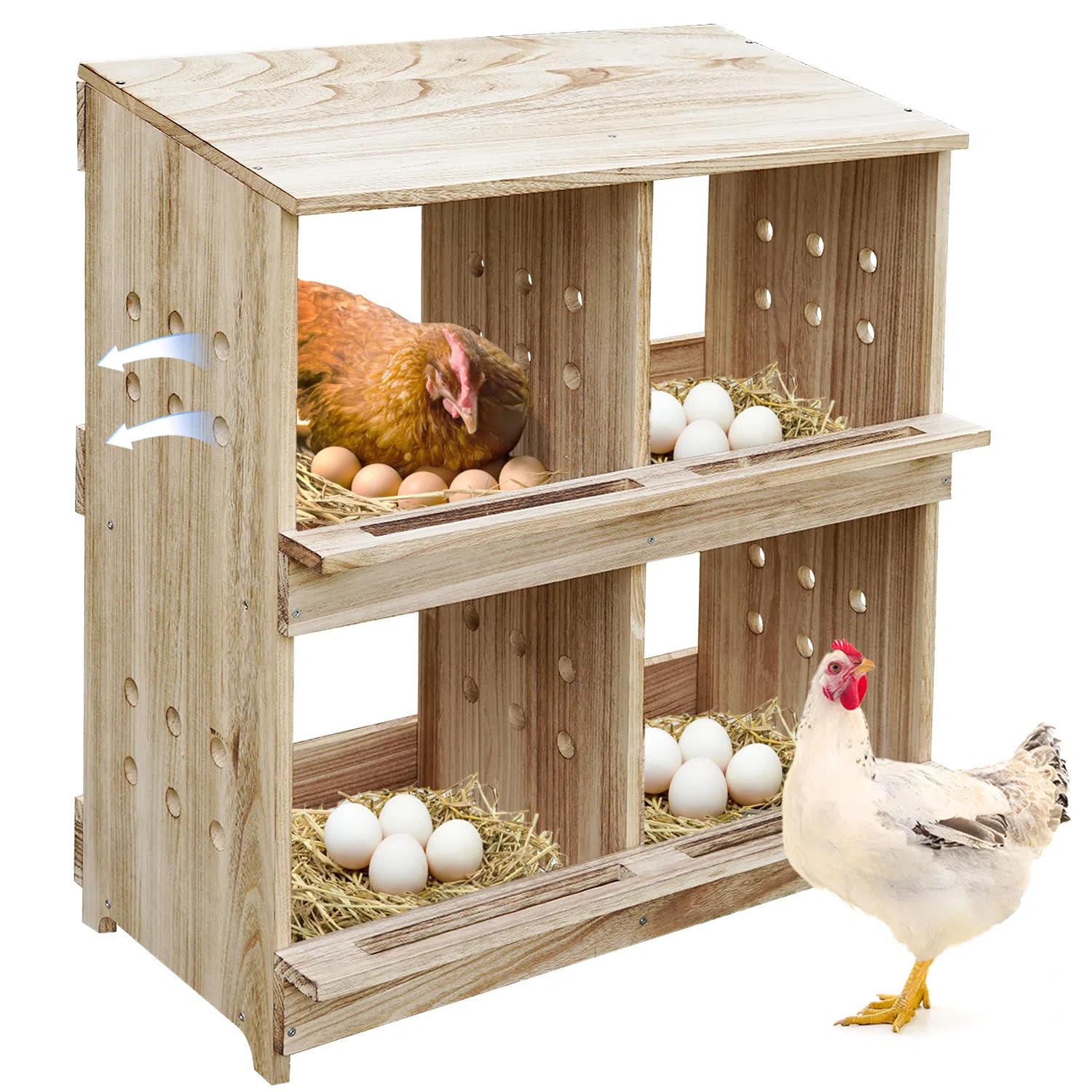 Wooden Chicken Nesting Boxes 4 Compartments Nesting Box for Hens