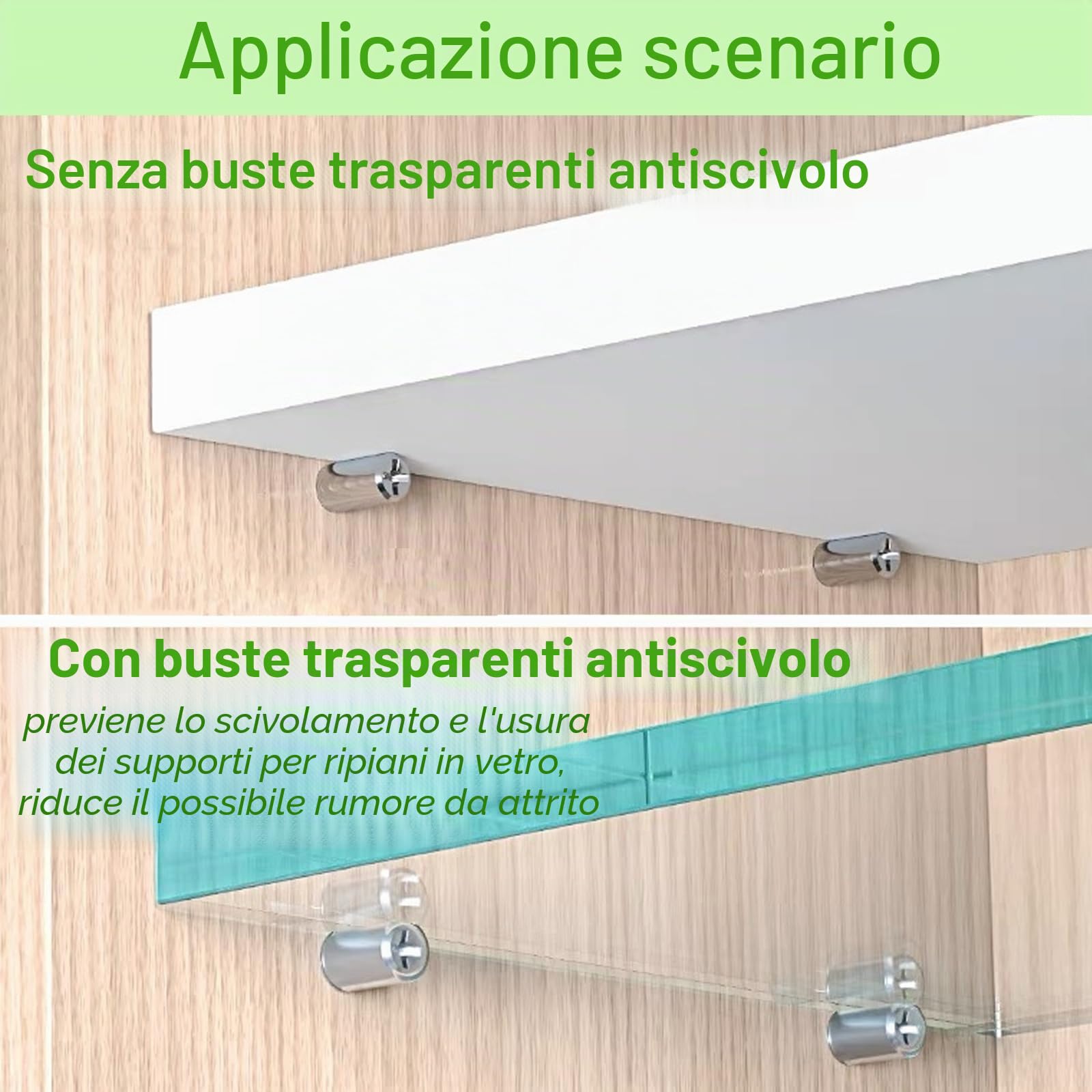 12PZ Perni Per Mensole Mensola Armadio Supporti per Mensole Vetro Reggimensola Legno 7.5mm Acciaio Solido Viti per Mensole per Librerie Armadietto del Vino Mobile Scarpe con Maniche Antiscivolo