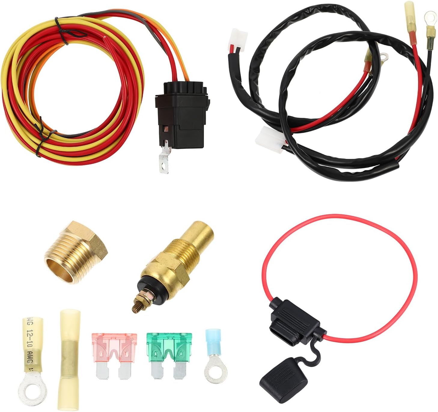 Zerodeko Car Cooling Fan Wiring Harness Kit Electric Fan Harness Install Kit for Vehicle Engine Cooling System Replacement Parts