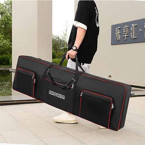 Miniatura 7 de AKOZLIN Funda para teclado de piano eléctrico de 88 teclas de 59 x 18.1 x 7.08 pulgadas con correas ajustables y 5 bolsillos para accesorios de