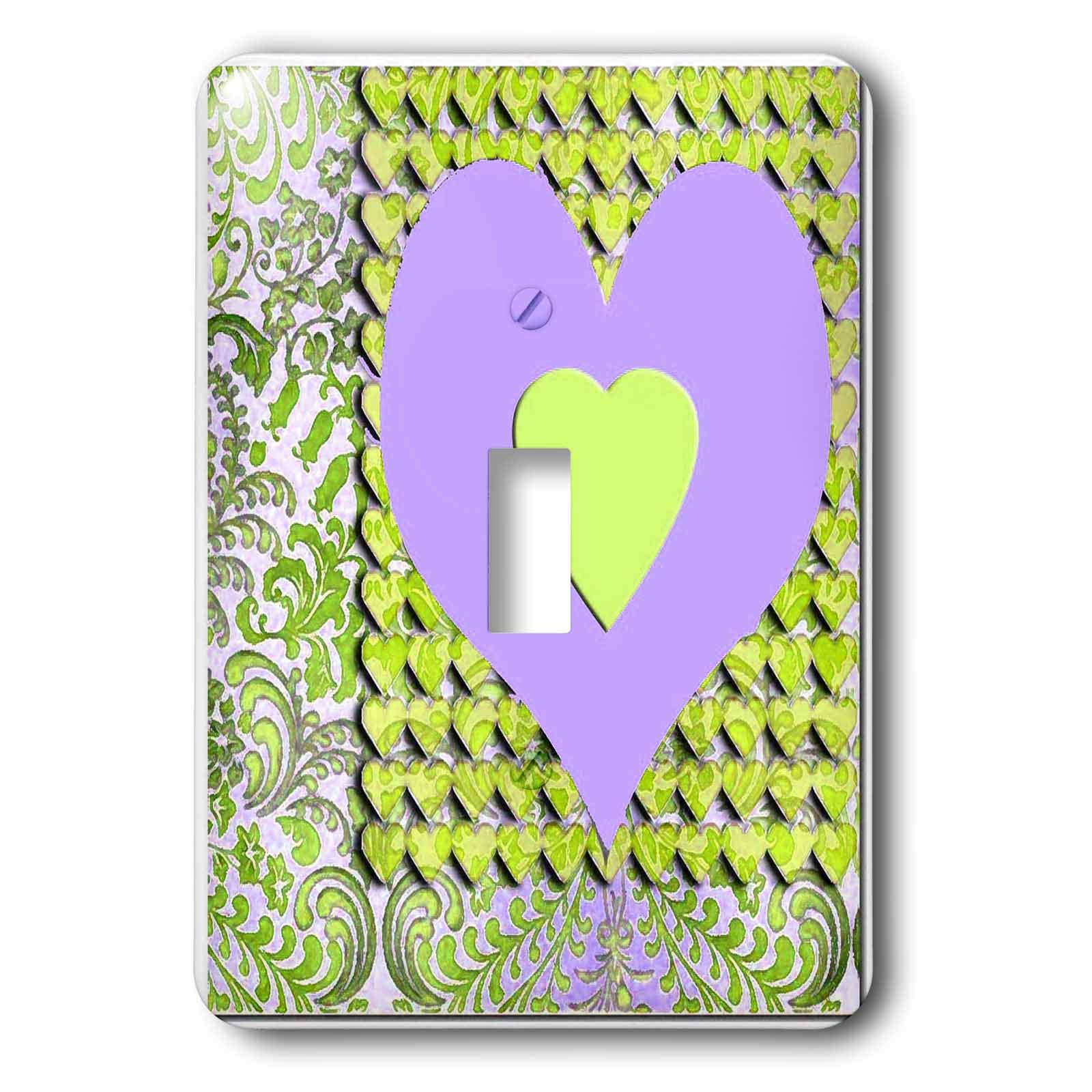 Interrupteur à baïonnette violet vert 3dRose LSP_29553_1 plaque murale motif cœur