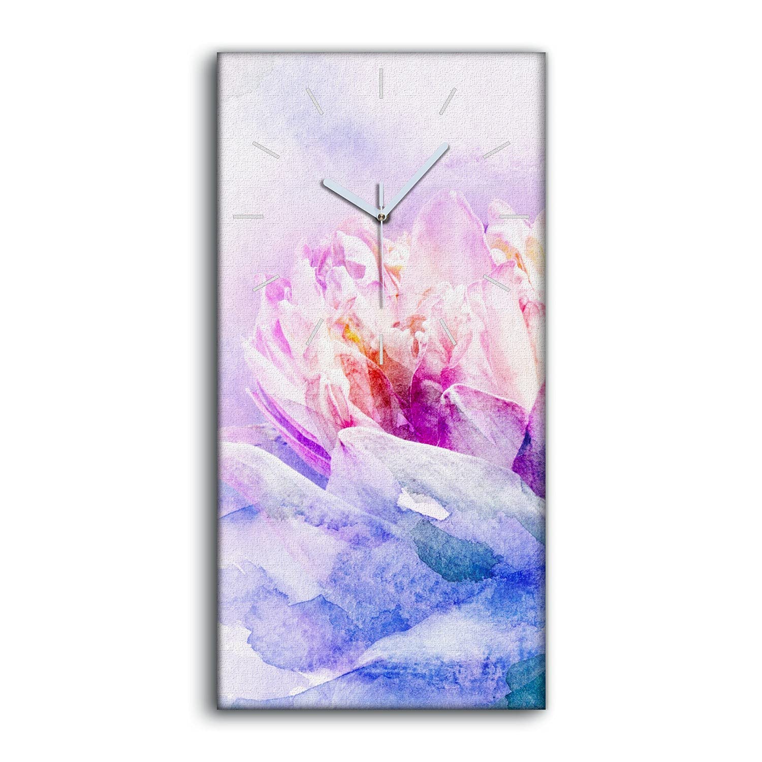 Horloge sur toile salon et chambre fleur aquarelle zen