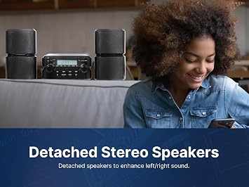 Emerson ES-4001 Bluetooth Micro Music System with MP3, CD Player, FM Radio, Alarm Clock, AUX Input, LED Display, Compact Design, and Remote Control