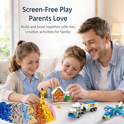 Miniatura 6 de FUN LITTLE TOYS Bloques de construcción de 1100 piezas para niños de 6 a 12 años, juego creativo de ladrillos de construcción a granel para juego