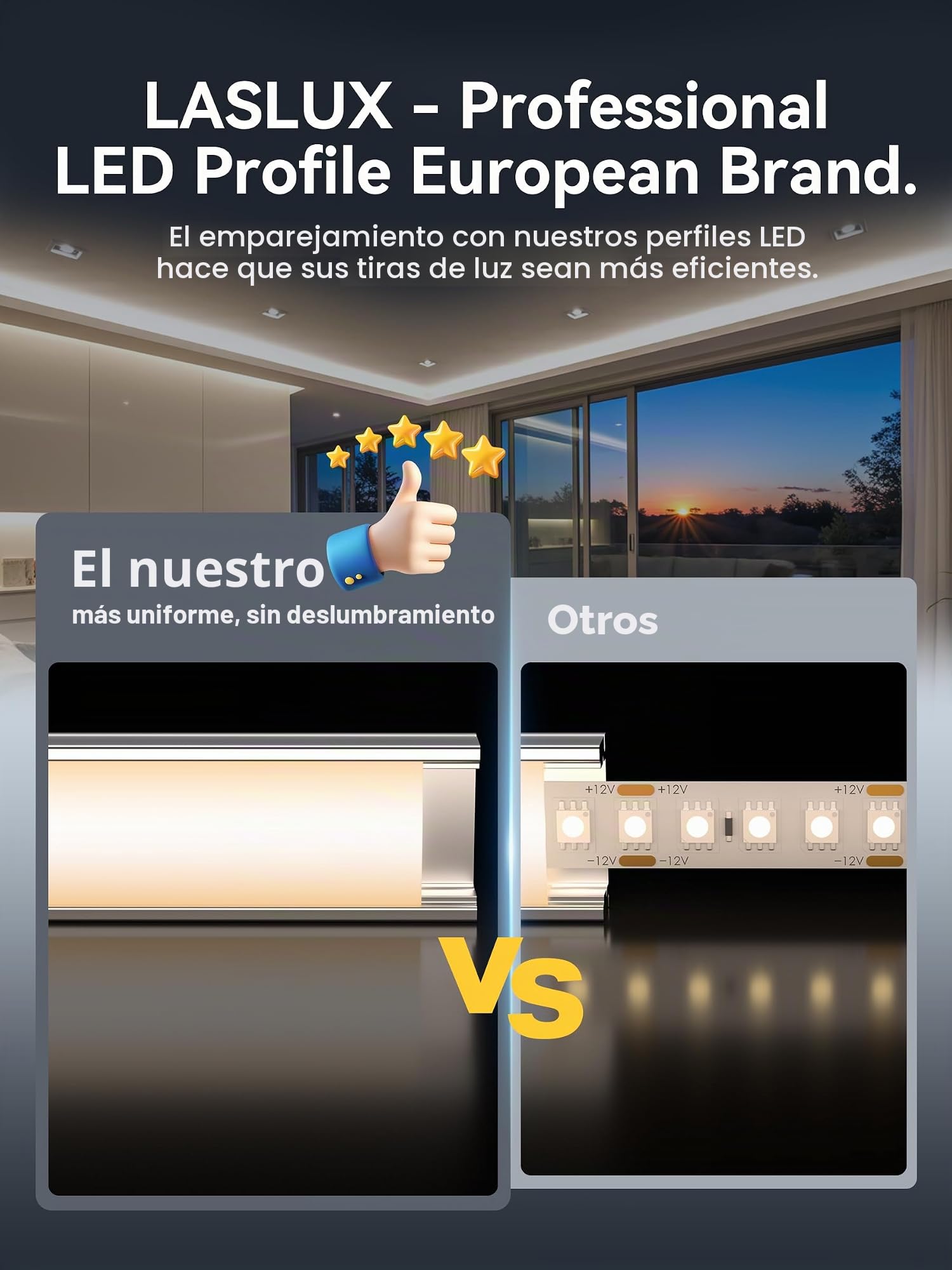 LED Perfil U forma de Aluminio para Tira Canaleta con Difusor Opaco y Transparente Empotrable (U-form, 6×1 Meter)