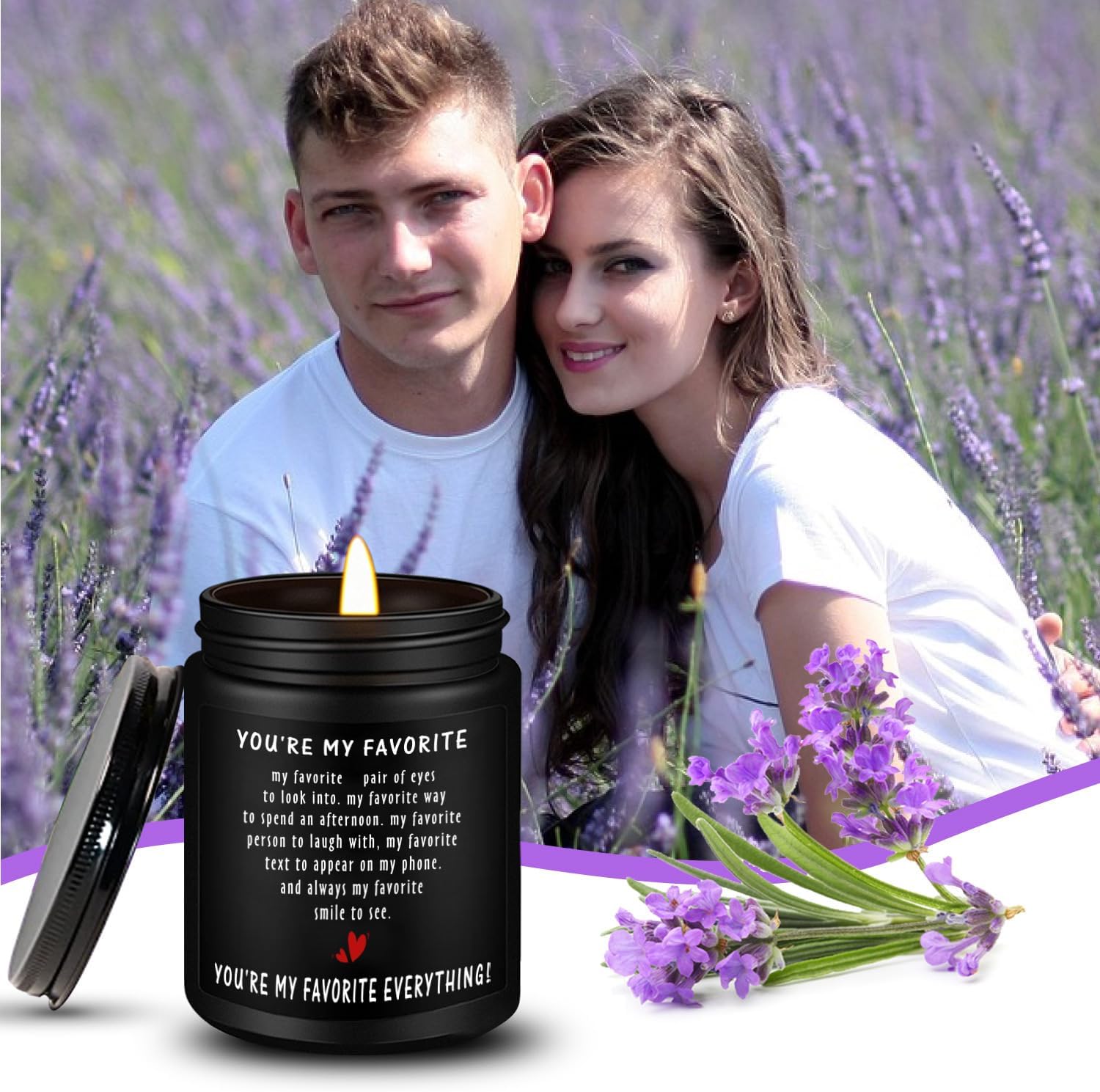 Valentines Day Gifts for Boyfriend from Girlfriend Love Candle Funny Gifts for Husband from Wife - 7 Oz Lavender Scented Soy Canle - Romantic Birthday Anniversary Presents for Him Men - Image 8