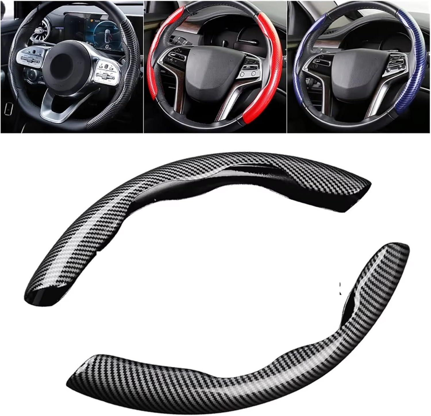 Car Steering Wheel Covers 1pair Carbon Fiber Car Steering Wheel Cover Left+Right Protector Anti Washable Interior Accessories Wheel Steering Protector(CA252-BN)
